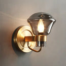 GobekUsa Retro-Style Smoke Gray/Amber Glass Bell Wall Sconce - Brass Wall Mount Light Fixture (1 bulb)"