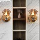 GobekUsa Retro-Style Smoke Gray/Amber Glass Bell Wall Sconce - Brass Wall Mount Light Fixture (1 bulb)"