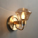 GobekUsa Retro-Style Smoke Gray/Amber Glass Bell Wall Sconce - Brass Wall Mount Light Fixture (1 bulb)"