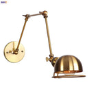 GobekUsa Golden Loft Swing Arm LED Wall Sconce Retro Style Lamp - Adjustable Long Arm Light Fixtures
