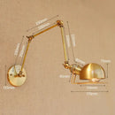 GobekUsa Golden Loft Swing Arm LED Wall Sconce Retro Style Lamp - Adjustable Long Arm Light Fixtures