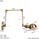 GobekUsa Golden Loft Swing Arm LED Wall Sconce Retro Style Lamp - Adjustable Long Arm Light Fixtures