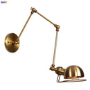 GobekUsa Golden Loft Swing Arm LED Wall Sconce Retro Style Lamp - Adjustable Long Arm Light Fixtures