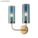 GobekUsa Retro Brass Sconce Wall Mount Lamp with Cylindrical Glass Shade – 1/2 Light Fixture for Living Room