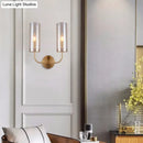 GobekUsa Retro Brass Sconce Wall Mount Lamp with Cylindrical Glass Shade – 1/2 Light Fixture for Living Room