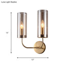GobekUsa Retro Brass Sconce Wall Mount Lamp with Cylindrical Glass Shade – 1/2 Light Fixture for Living Room