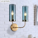 GobekUsa Retro Brass Sconce Wall Mount Lamp with Cylindrical Glass Shade – 1/2 Light Fixture for Living Room