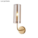 GobekUsa Retro Brass Sconce Wall Mount Lamp with Cylindrical Glass Shade – 1/2 Light Fixture for Living Room