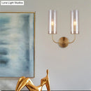 GobekUsa Retro Brass Sconce Wall Mount Lamp with Cylindrical Glass Shade – 1/2 Light Fixture for Living Room