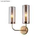 GobekUsa Retro Brass Sconce Wall Mount Lamp with Cylindrical Glass Shade – 1/2 Light Fixture for Living Room