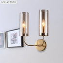 GobekUsa Retro Brass Sconce Wall Mount Lamp with Cylindrical Glass Shade – 1/2 Light Fixture for Living Room
