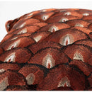 GobekUsa Embroidered Geometry Pillow Case | Brick Red Retro Design | Sofa Cushion Cover