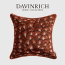 GobekUsa Embroidered Geometry Pillow Case | Brick Red Retro Design | Sofa Cushion Cover