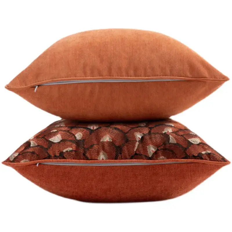 GobekUsa Embroidered Geometry Pillow Case | Brick Red Retro Design | Sofa Cushion Cover, photo 6 of 8