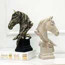 GobekUsa Horse Head Statue Resin Sandstone Retro Animal Collection Home Decor Figurine