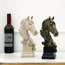 GobekUsa Horse Head Statue Resin Sandstone Retro Animal Collection Home Decor Figurine