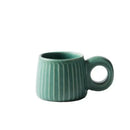 Retro brown ridged ceramic mug kitchen coffee cup with ring handle by Decorbites