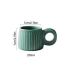 Retro brown ridged ceramic mug kitchen coffee cup with ring handle by Decorbites