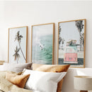 Tropical Beach Wall Art Set. Modern Coastal Surfing Prints by Wall Art Set