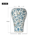 GobekUsa Blue and White Porcelain Ceramic Vase Chinese Retro Style Home Decoration Flowerpot