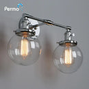 GobekUsa Glass Ball Globe Wall Light for Retro Home Decor - Double Heads E27 Sconce
