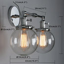 GobekUsa Glass Ball Globe Wall Light for Retro Home Decor - Double Heads E27 Sconce