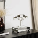 GobekUsa Crystal Telephone Sculpture Desk Decoration Retro Fixed Phone Room Decor Craft