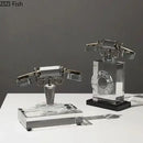 GobekUsa Crystal Telephone Sculpture Desk Decoration Retro Fixed Phone Room Decor Craft