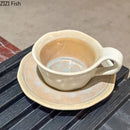 Retro crackled blue kiln porcelain cup and saucer dining room set by Decorbites