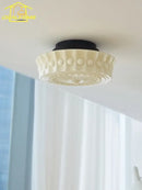 GobekUsa Cream Glass LED Ceiling Light Retro Medieval Style Home Decor