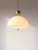 GobekUsa Cream Glass Retro Pendant Light for Living Room, Bedroom, and Tea Room