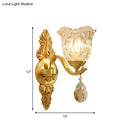 GobekUsa Retro Crystal Flower Wall Lamp - 1 Light Gold Flush Sconce for Living Room