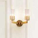 GobekUsa Retro Crystal Ribbed Wall Lamp with Brass Flush Sconce for Living Room - 1/2 Lights