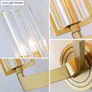 GobekUsa Retro Crystal Ribbed Wall Lamp with Brass Flush Sconce for Living Room - 1/2 Lights