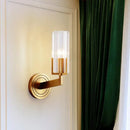 GobekUsa Retro Crystal Ribbed Wall Lamp with Brass Flush Sconce for Living Room - 1/2 Lights
