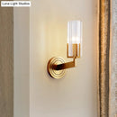 GobekUsa Retro Crystal Ribbed Wall Lamp with Brass Flush Sconce for Living Room - 1/2 Lights