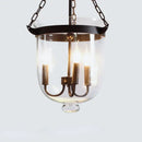 GobekUsa Glass Bucket Pendant Light Retro Dining Room Foyer Black/Rust LED Fixture
