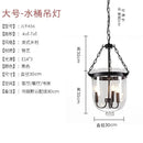 GobekUsa Glass Bucket Pendant Light Retro Dining Room Foyer Black/Rust LED Fixture