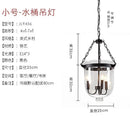 GobekUsa Glass Bucket Pendant Light Retro Dining Room Foyer Black/Rust LED Fixture