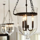 GobekUsa Glass Bucket Pendant Light Retro Dining Room Foyer Black/Rust LED Fixture