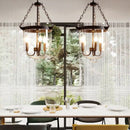 GobekUsa Glass Bucket Pendant Light Retro Dining Room Foyer Black/Rust LED Fixture