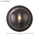 GobekUsa Retro Black Metal Drum Flush Mount Wall Sconce with Clear Glass Shade - 1 Light Living Room Lamp