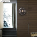GobekUsa Retro Black Metal Drum Flush Mount Wall Sconce with Clear Glass Shade - 1 Light Living Room Lamp