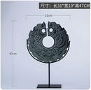 GobekUsa Geometric Totem Resin Statue | Chinese Retro Home Decor Accessory
