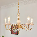 GobekUsa Cream White Led Chandeliers, Retro Copper Pendant Light for Home Decor