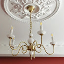GobekUsa Cream White Led Chandeliers, Retro Copper Pendant Light for Home Decor