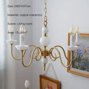 GobekUsa Cream White Led Chandeliers, Retro Copper Pendant Light for Home Decor