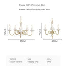 GobekUsa Cream White Led Chandeliers, Retro Copper Pendant Light for Home Decor
