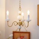 GobekUsa Cream White Led Chandeliers, Retro Copper Pendant Light for Home Decor