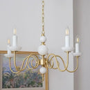 GobekUsa Cream White Led Chandeliers, Retro Copper Pendant Light for Home Decor